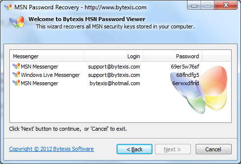 Bytexis MSN Password Recovery v. 1.0.115.2012