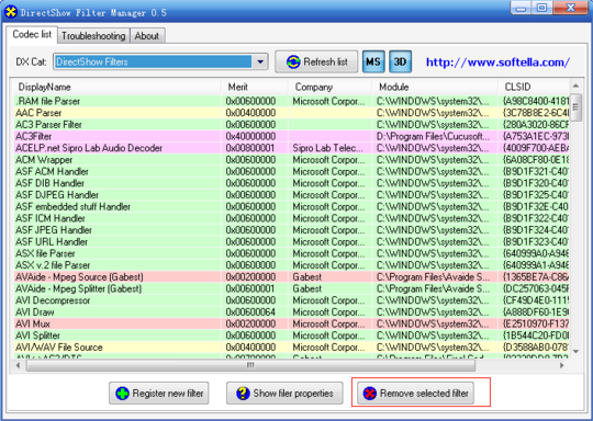DirectShow Filter Manager 0.5