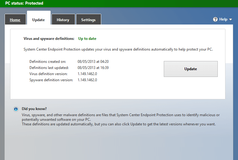 Windows Defender Definition Updates 1.165.3983.0